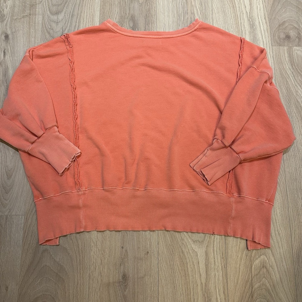 Free People Camden Sweatshirt In Orange Size Medium Oversized - Picture 9 of 9